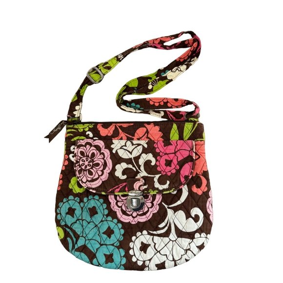 Vera Bradley Handbags - Vera Bradley Saddle Hipster Pushlock Closure Crossbody Purse LOLA 10" x 10" x 1"
